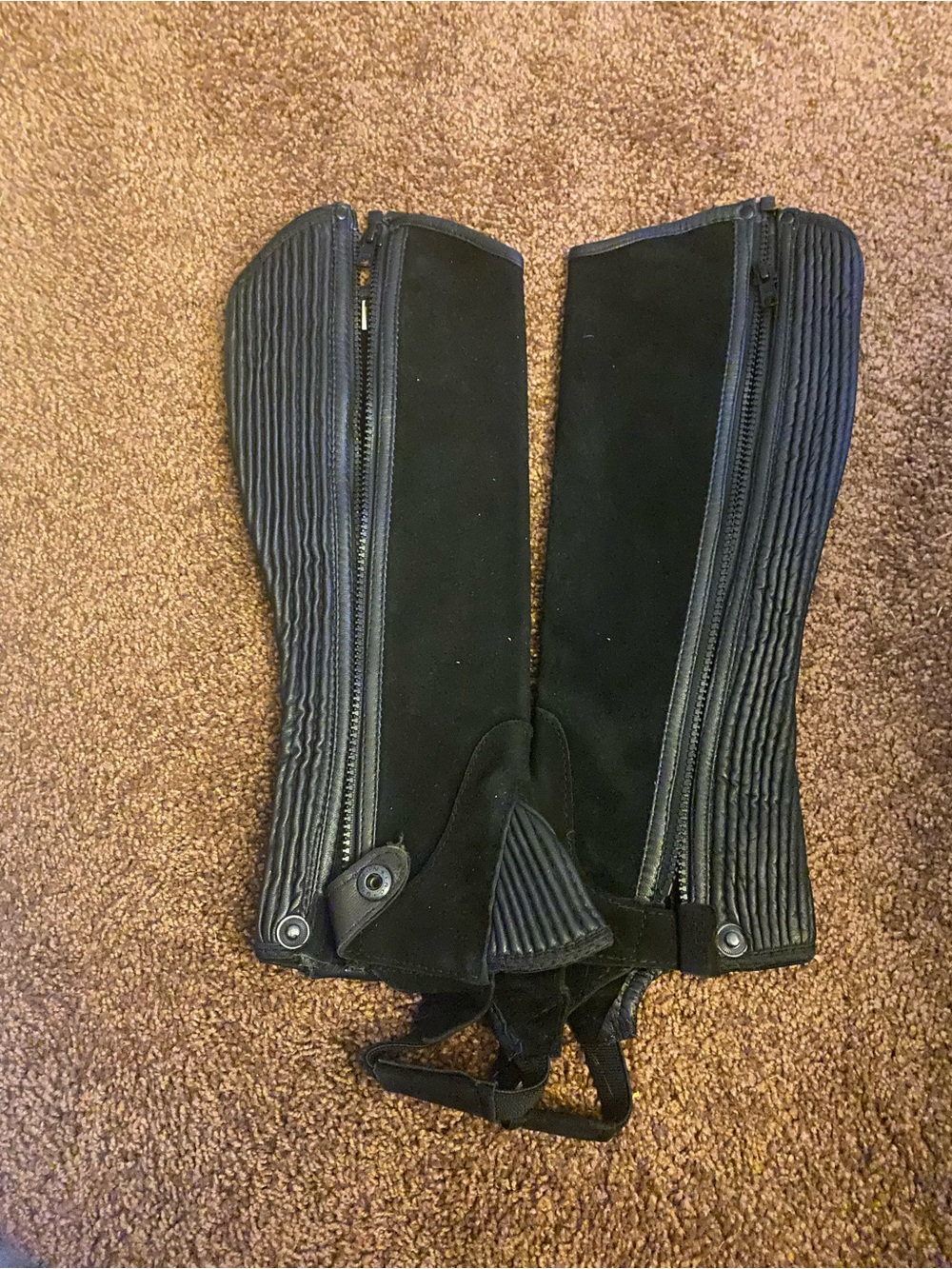 Ovation Black Leather & Suede Half Chap Gaiters Child’s 16-18 C-Tall Brand Néw